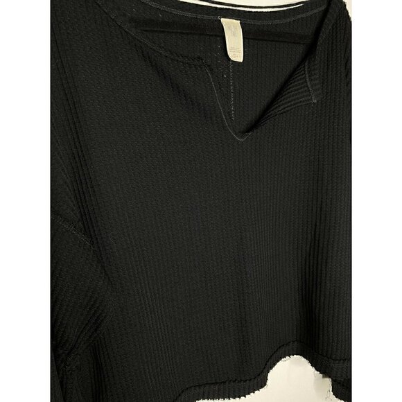 Free People Top Size S Women's Waffle Knit DAHLIA Black Long Bell Sleeves Blouse - Picture 5 of 10